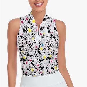 Women's Sleeveless Splatter Print Golf Top